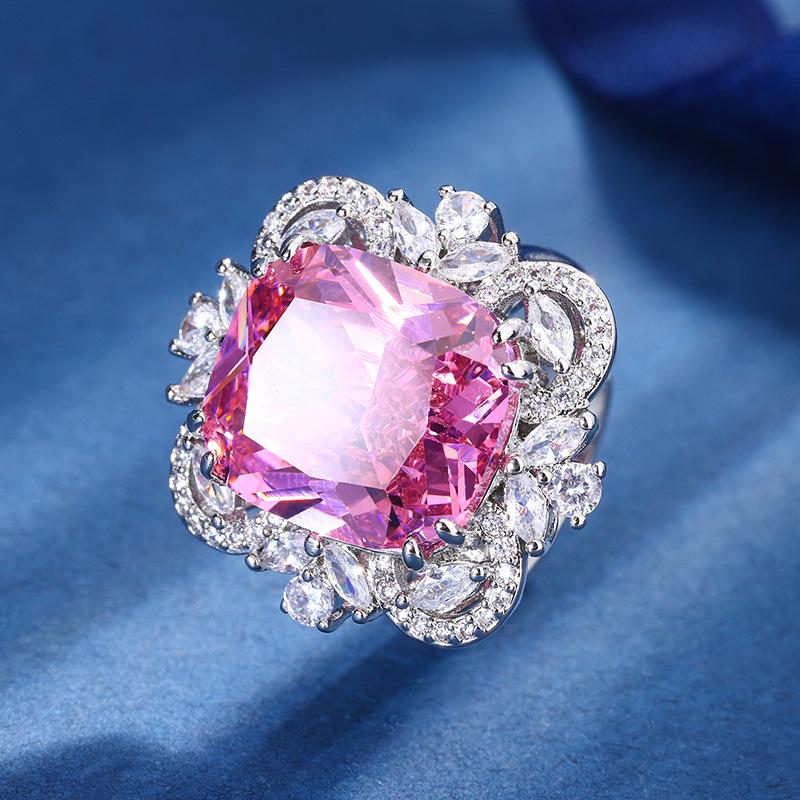 

Jewelry Copper Bottom Gold-Plated Imitation Color Treasure Fat Square 14 * 16 Ring Women