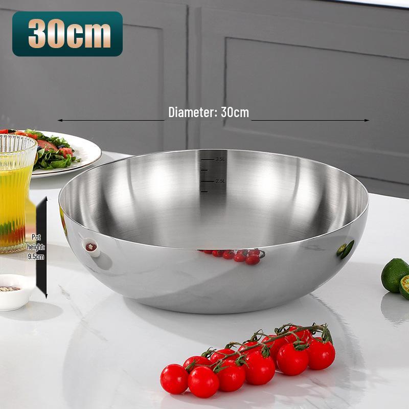 

Korean Style 304 Stainless Steel Bowl - Large, Thickened Salad, Soup, Noodle, and Dough Basin. Thickened Salad Bowl