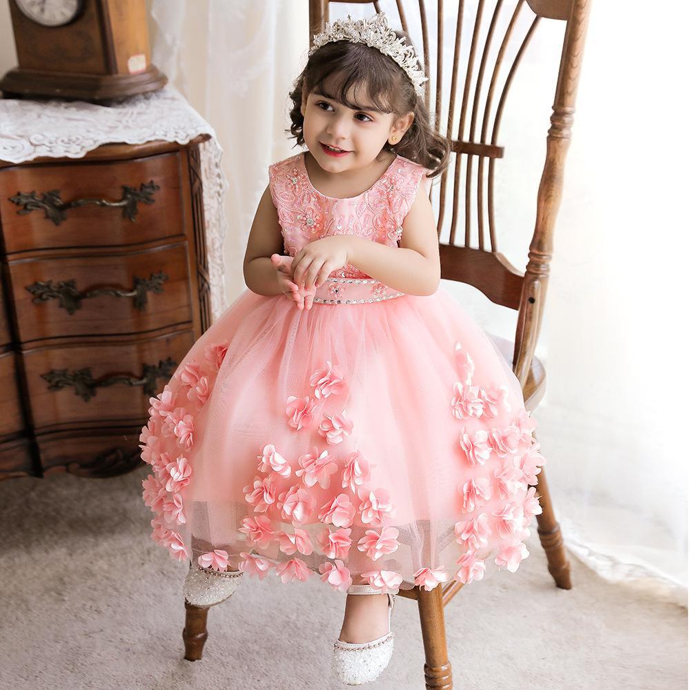 2024 New Petal Baby Flower Girl Bridesmaid Wedding Dress for Children