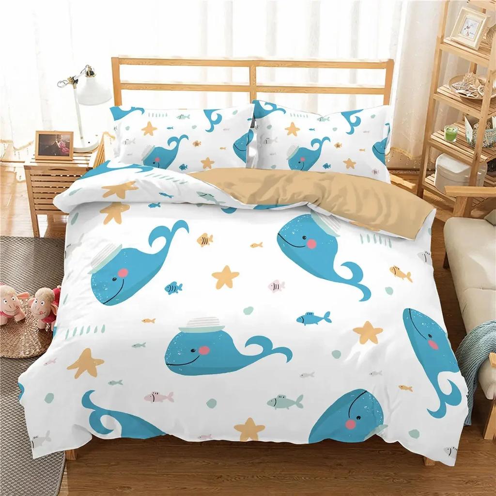 Niedlicher Dinosaurier 3D Cartoon Tier Bequemer Bettbezug Bettdecke Kissenbezug Bettwäscheset Kinder Schlafzimmer Dekoration Heimtextil