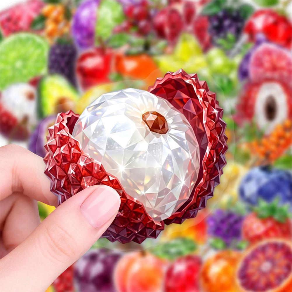 10/30/50PCS Glass Crystal Style Fruit Stickers Waterproof DIY Phone Laptop Luggage Cute Graffiti Decals Toys Gifts