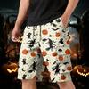 Men's Halloween Cargo Shorts Multi Pocket Drawstring Waist Casual Workwear Shorts with Zippered and Flap Pockets for Outdoor Activities