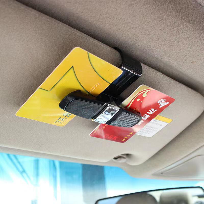 Carbon Fiber Car Visor Clip: Multifunctional Holder for Tickets, Cards, and Eyeglasses