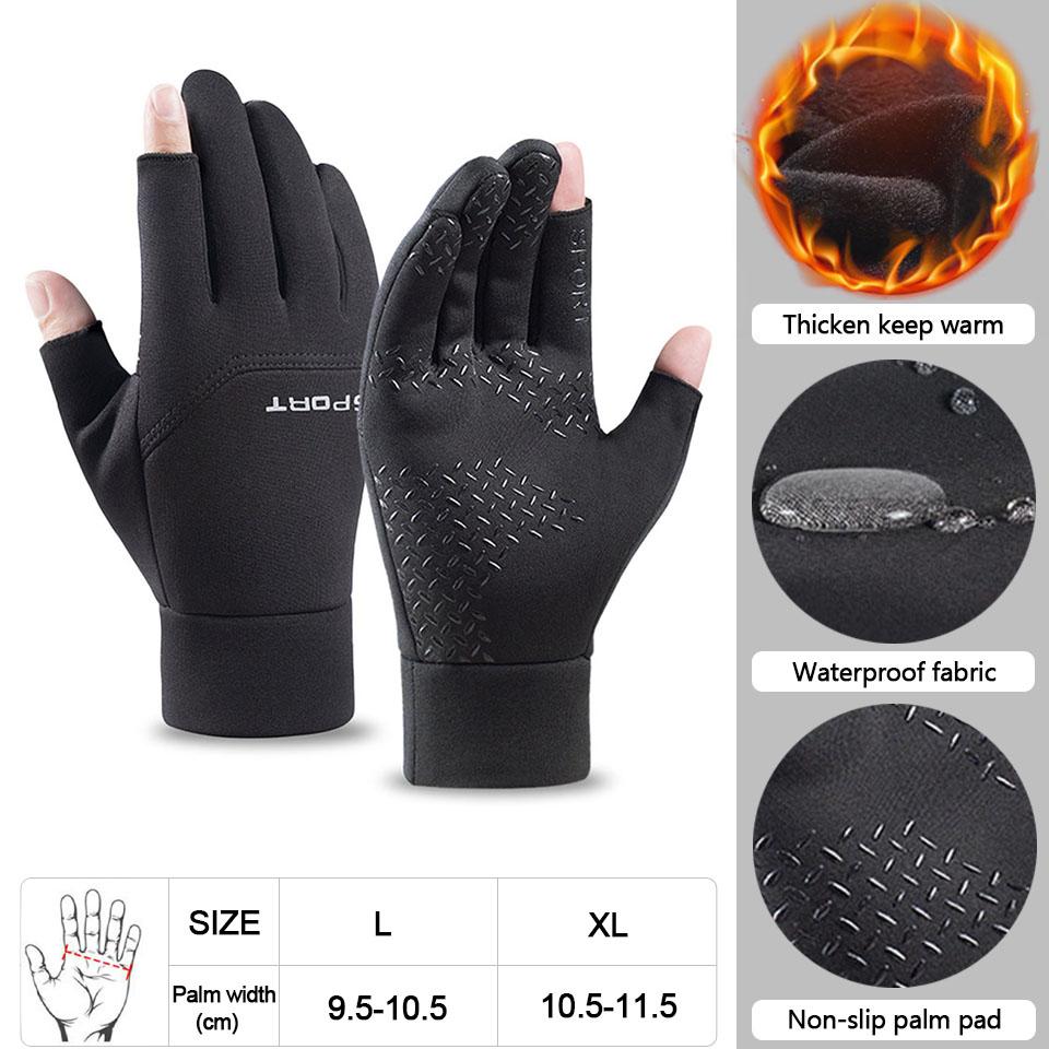 Loogdeel Cycling Gloves Sports Windproof Thermal Fleece Waterproof Non-Slip Cycling Running Touch Screen Bike Mittens Women Men