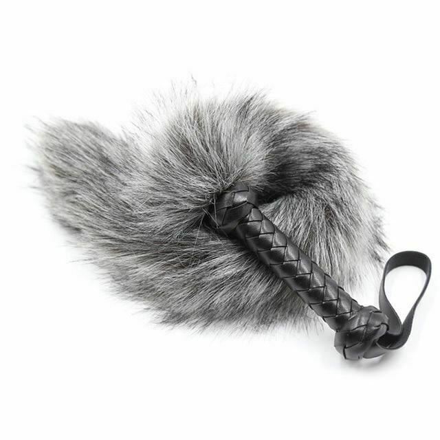 62Cm Fur Spanking Flogger Tail Sex Whip   Fetish Kink Floggers