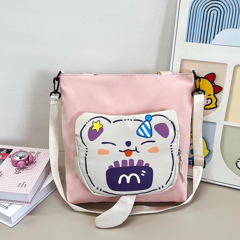 Large capacity women's bag tote bag new shoulder bag cartoon sweet messenger bag tutoring bag