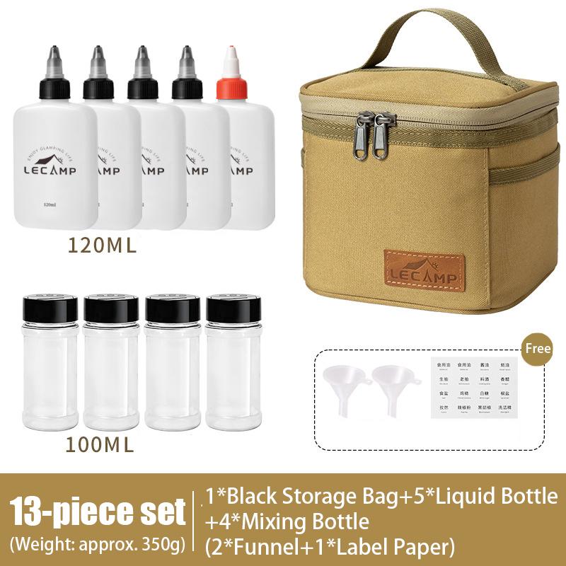 Outdoor Portable Seasoning Bottle Set Camping Picnic Seasoning Dispenser Sealed Oil Bottle Combination Seasoning Storage Bag