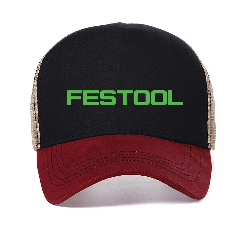 

New Men Festool Tools Baseball Cap Casual summer mesh ventilation trucker hat cool adjustable snapback hats gorras Adjustable красный