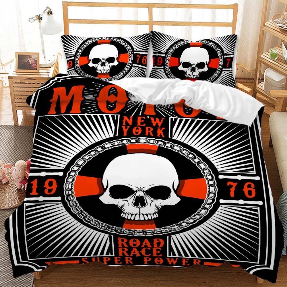 Popular Skull Halloween Home Textile Kit Bed Three-piece Quilt Cover Sheet