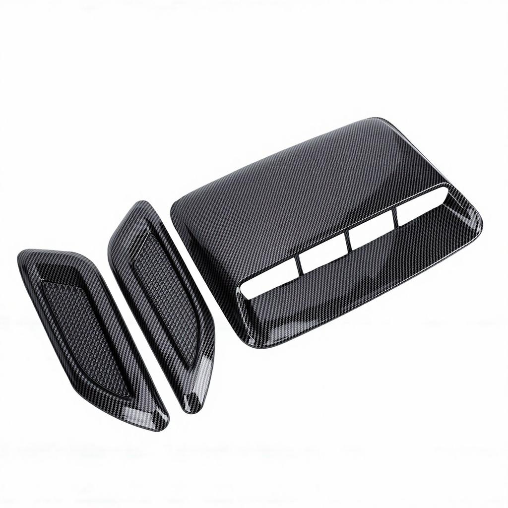Car Hood Air Flow Vent Decorative Kit Carbon Fiber Pattern Modification Hood Scoop and Side Vents