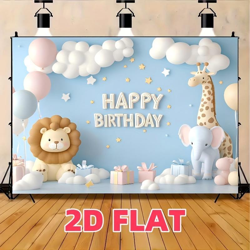 2D plane, 2D single-piece "Happy Birthday" animal gift box background fabric, (1)