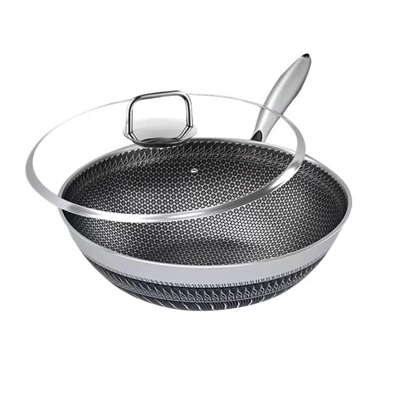 

ShangHeng Stainless Steel Honeycomb Wok with Metal Lid