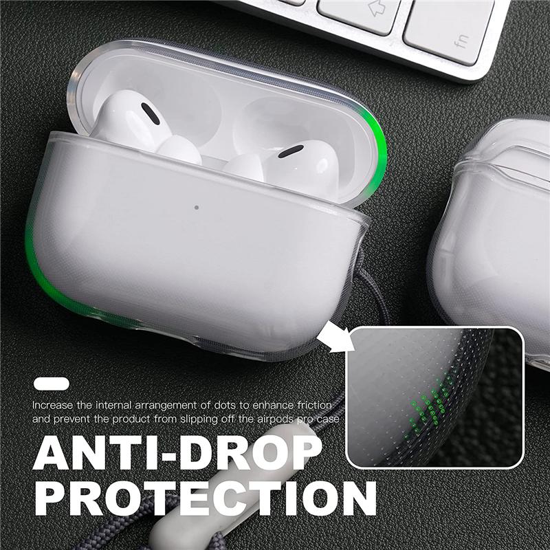 Custodia per auricolari in TPU morbido trasparente con cinturino con cordino per Airpods Pro 2 2022 2a generazione Air Pods 3 2 1 3a generazione Cover Accessori