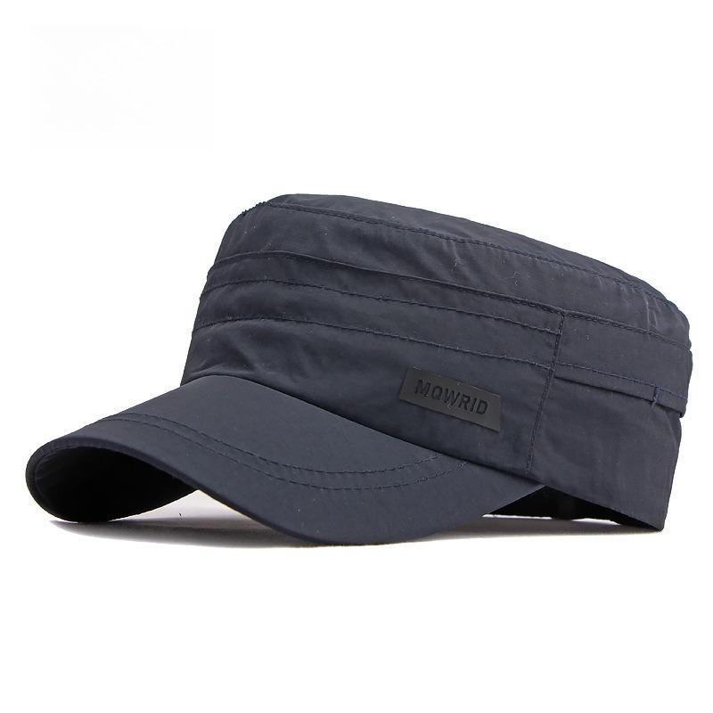 Men's Lightweight Quick Dry Cadet Cap Breathable Flat Top Military Hat Summer Sun Protection Outdoor Hiking Fishing Peaked Cap