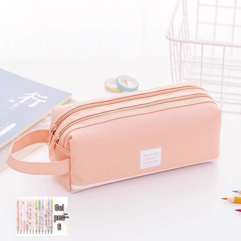 

Пенал из двухслойной ткани Оксфорд - Большая вместимость, Портативный, Сумочка на двойной молнии для студентов
