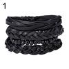 4Pcs/Set Vintage Men Mixed Style Braided Faux Leather Beaded Bracelet Bangle