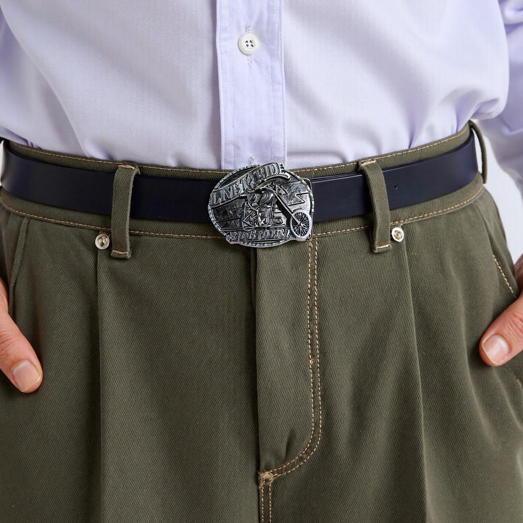 Engraved Skull Pattern Belt Buckle Motorcycle Theme Metal Buckle Belt Accessory For Casual Outfit And Riding Adventure