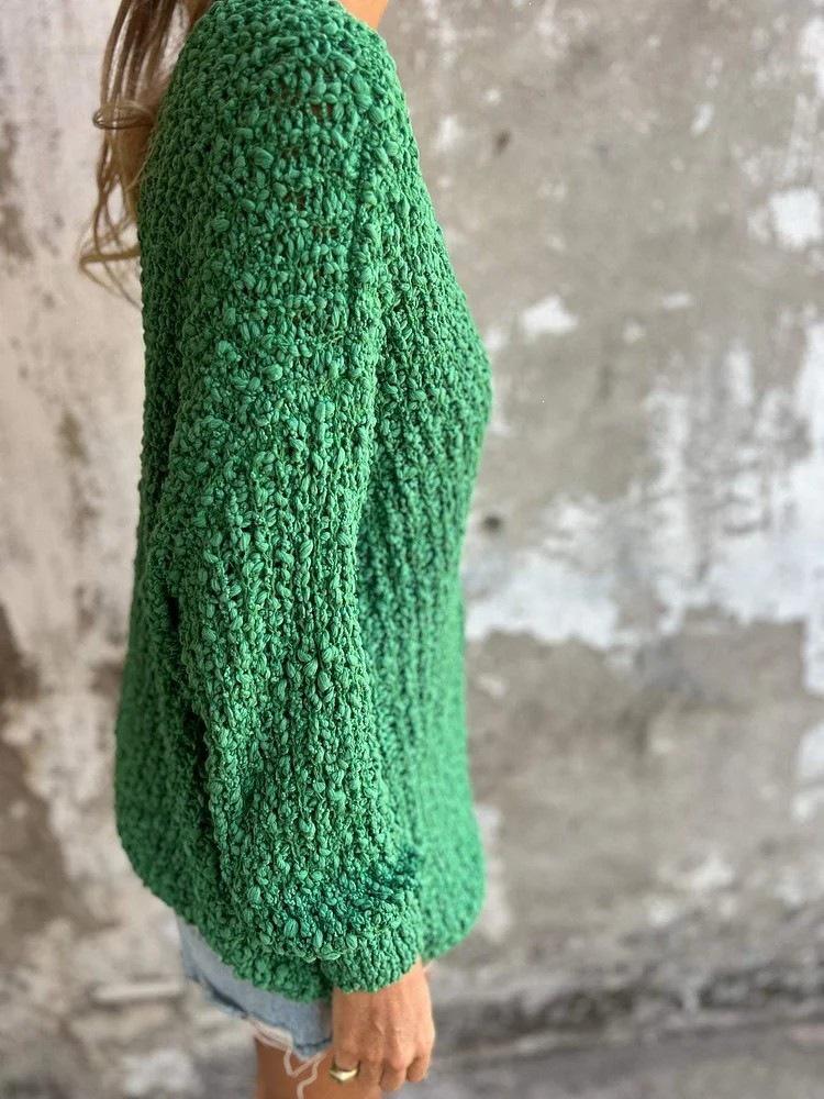 Autumn/Winter 2025 Chunky Knit V-Neck Long-Sleeve Sweater