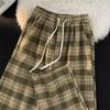 Wool Casual Pants Men's Japanese Loose Lazy Wind Wide Leg Pants Autumn and Winter Vintage Plaid Pants