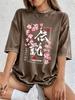 Tokyo Legend Cherry Branch Prints Washed TShirts Womens Cotton Oversized Tops ONeck Short Sleeve T Shirt Summer Women Clothes