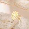 My Shape Lion Head Rings Stainless Steel Animal Lion King Open Adjustable Finger Ring Fashion Punk Jewelry Party Gifts Boys Men