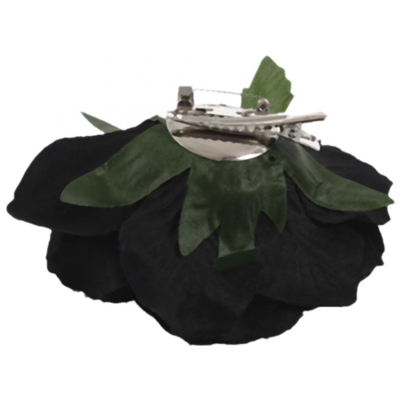 Rosenblüten-Haarspange, Tänzerbrosche, 5er-Pack, Schwarz