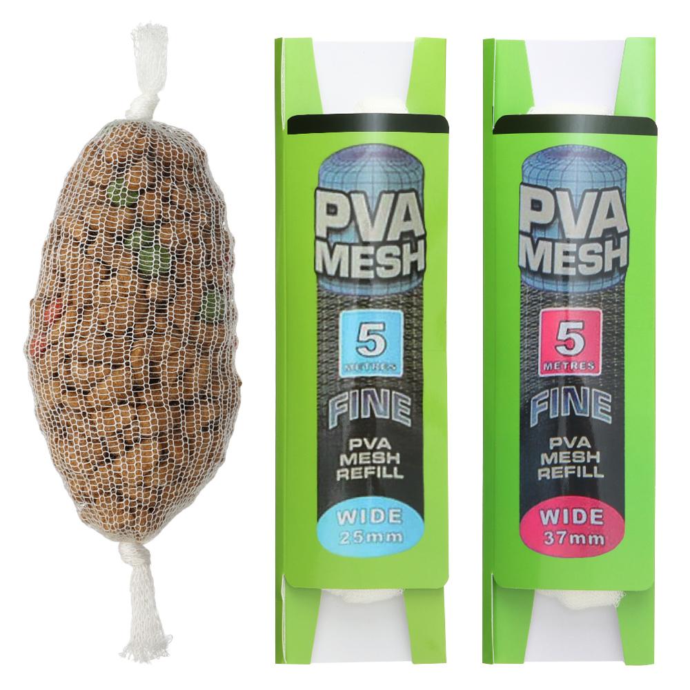 25mm 37mm 44mm PVA Bag 5M/20M Soluble PVA Mesh Refill Carp Fishing Feeder Fishing Lures Refill Rig Hook Bait Wrap Bags