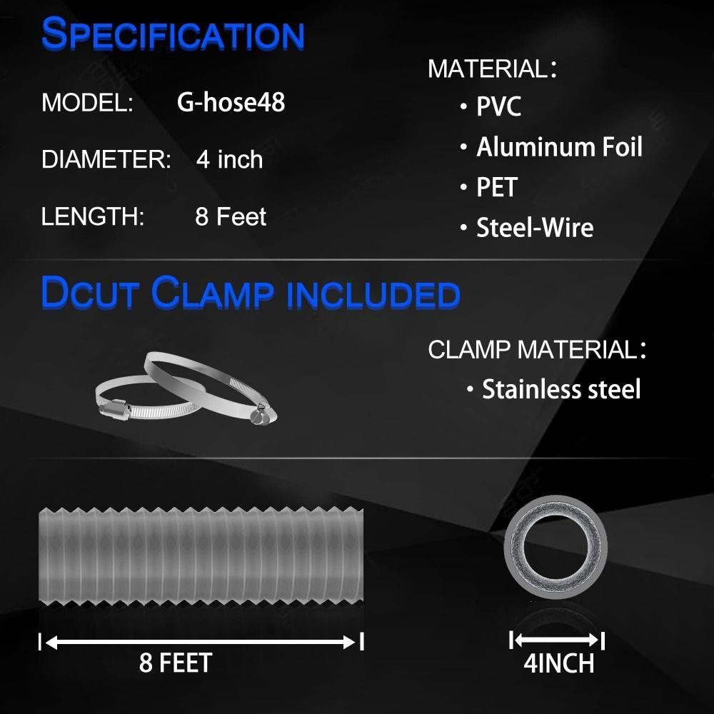 Grey Dryer Vent Hose 4 Inch Exhaust Pipe Professional Air Ducting  Kitchen