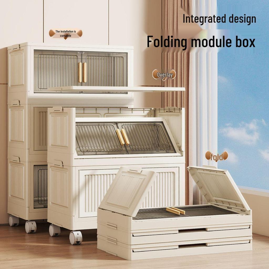 Foldable Multi-Layer Plastic Storage Cabinet - Dustproof Organizer for Toys, Snacks, and Miscellaneous Items