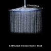 Chrome LED Light Bathroom Shower Head 16 inch Big Rainfall Shower Faucets Accessory Top Square Brass Ultra-thin Shower Head
