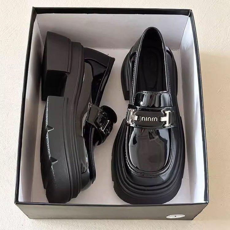 Schwarze Plateau-Lederschuhe im britischen Stil für Damen, 2025 neu, Frühling, Retro, vielseitige Loafer, Mary Jane Einzelschuhe