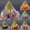 Natual Crystal Healing Stone Oliva Life Tree Resin Pyramid Ornament Crushed Stone for Gift