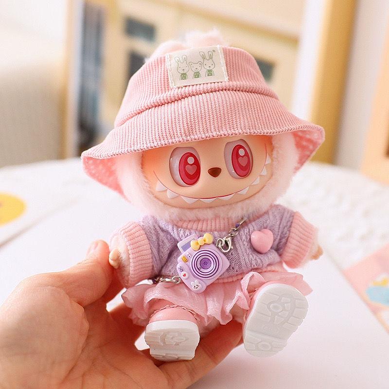 Labubu Baby Clothes Lab Cloth Clothes Vinyl Face Sitting Party Figurine Sweater Gauze Skirt Hat Shoes