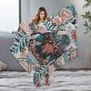Boho Floral Print Blanket Throw Soft Fleece Bed Blanket Decorative Throw Blanket for Sofa Couch Living Room Bedroom