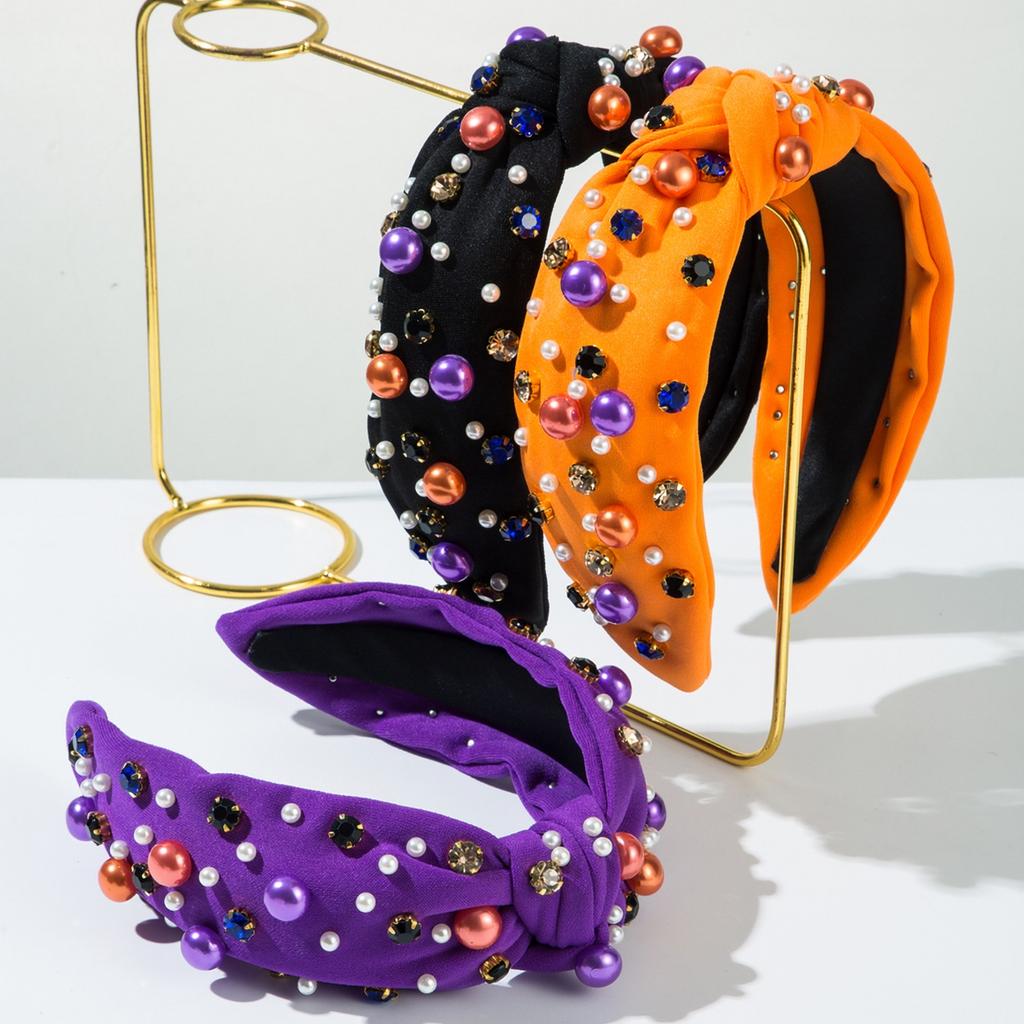 Women's Halloween Headband with and Decoration, Korean Fabric Knot High Hair