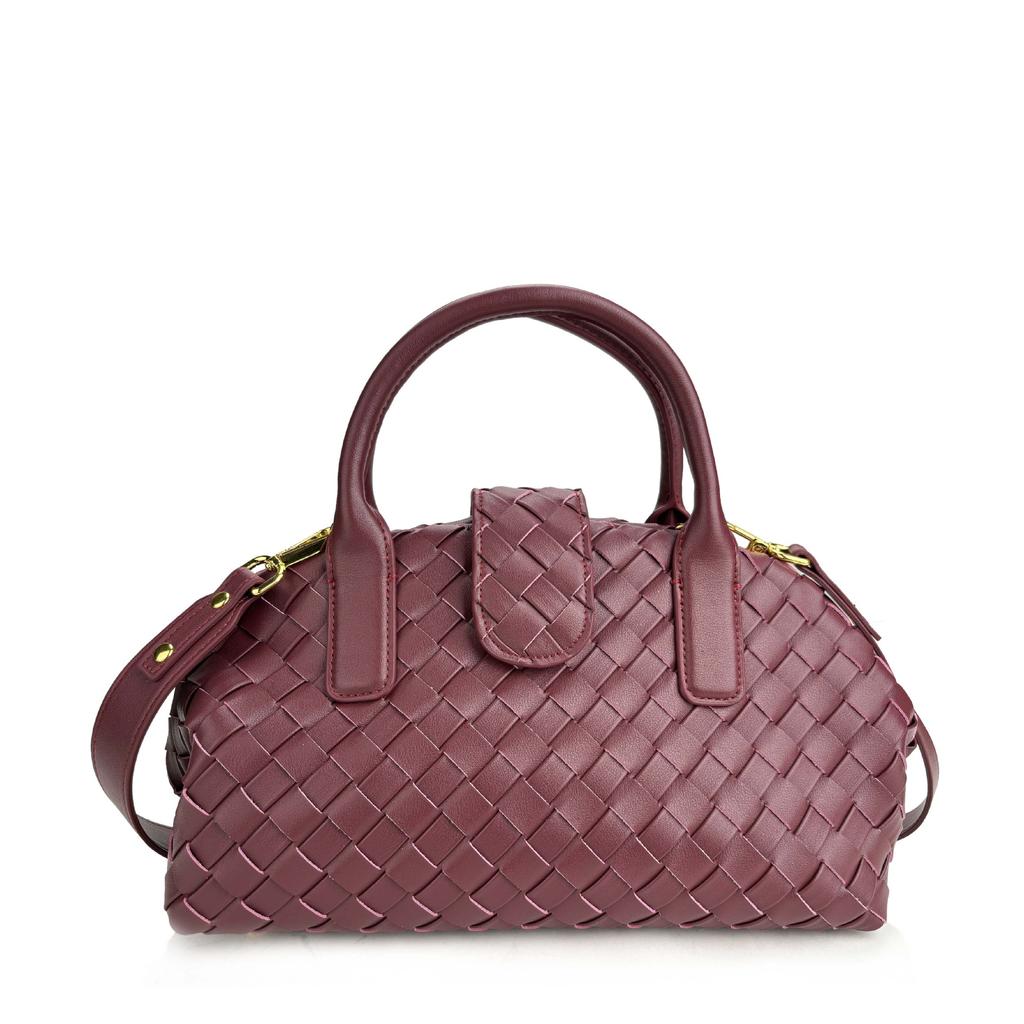 New Handheld Cloud Woven Bag With Advanced Texture Boston Single Shoulder Magnetic Buckle Crossbody Bag For Women