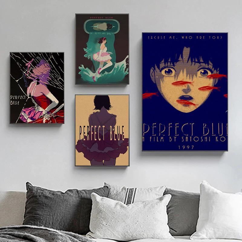 Affiche de dessin animé bleu parfait, impression d'image de dessin animé japonais, Vintage, chambre familiale, Bar, café, décoration murale d'art esthétique