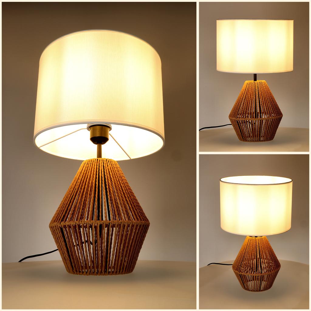 Table night lamp, white shade, Boho style, 1xE27, 50cm