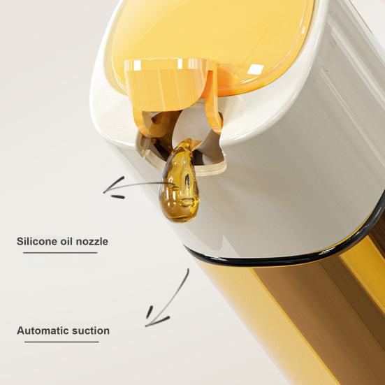 Automatic Oil Dispenser Bottle 500ml One-Touch Opening Hands-Free Glass Oil Bottle with Drip-Free Spout Leakproof Sauce Cruet for Olive Oil Vinegar