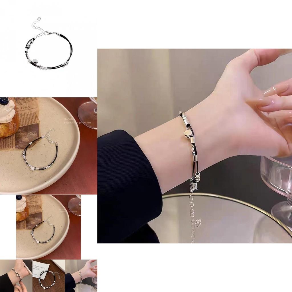 Trendy Alloy Geometric Silver Square Leather Bracelet For Summer 2024