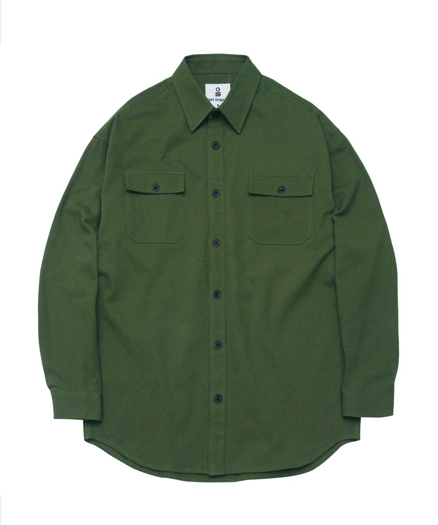 Подарок Оригинал (унисекс) Твиловая рубашка-куртка_Хаки (Unisex) Twill Shacket_Khaki/M