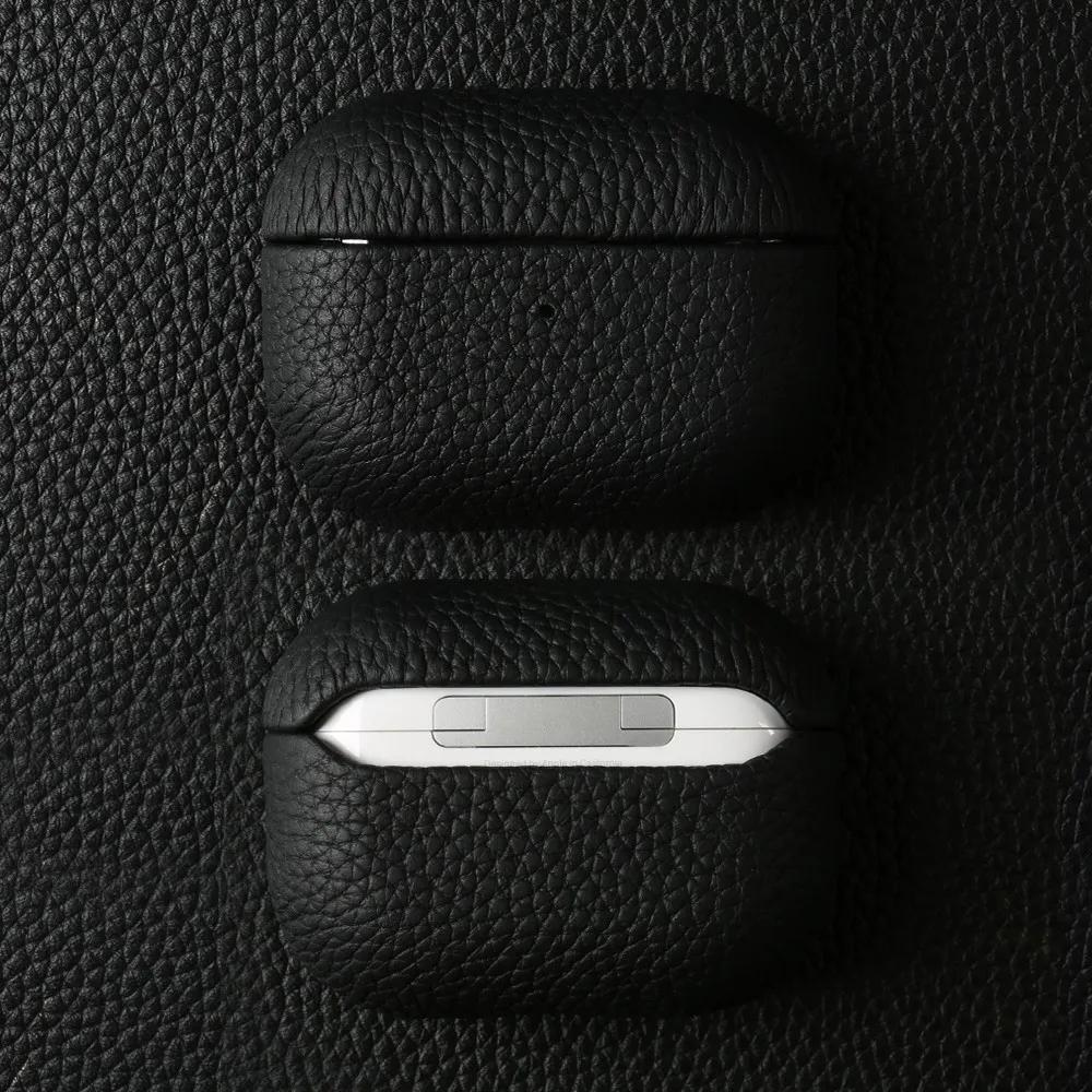 

Luxury Business 100% Premium Genuine Leather Bluetooth Earphone Case For Apple Airpods 4 3 2 Pro3 Pro2 Headphone Protector Cover For Airpod Pro3 чорний