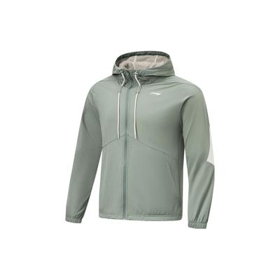 Li Ning Color Block Kapuzen-Sportjacke Herrenjacke Grau Grün AFDT411-3