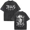 Christian Religious Jesus Forgive Them Father Bible Verse Vintage Acid Washed Tshirt Men Fashion Oversized T Shirts Streetwear