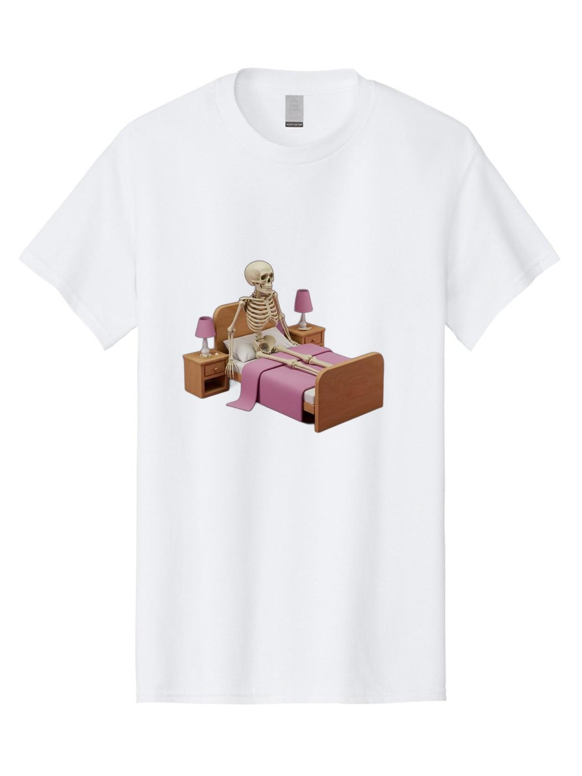 Skeleton-In-Bed-1 Mens Graphic Tee, 100% Cotton, Casual Summer Wear S разноцветный
