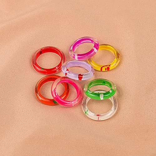 XHBTS 30 Pcs Resin Wide Thick Dome Rings Set Clear Acrylic Retro Stackable Joint Finger Rings Vintage Handmade Party Jewelry Gift