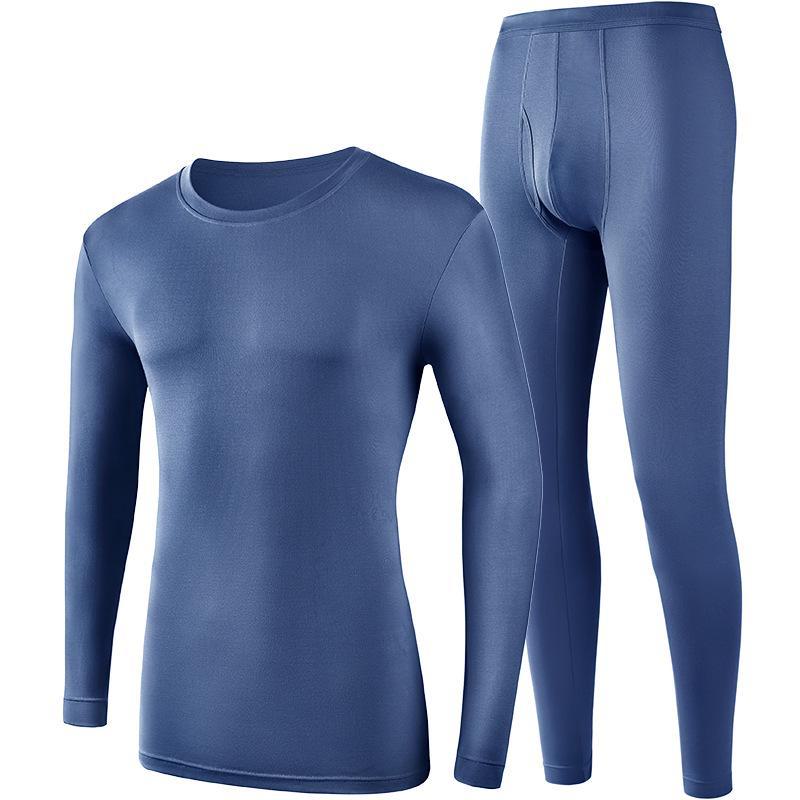 Men's Slim Fit Modal Thermal Suit – Lightweight Round-Neck Long Sleeve Top and Pants for Autumn/Winter