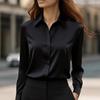 Damen-Hemd mit Umlegekragen, langen Ärmeln, aus Satin, Regular Fit, für den Weg zur Arbeit