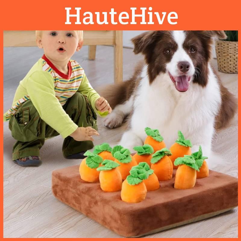 Carrot And Vegetable Garden Interactive Dog Plush Toys For Pet Stress Relief
