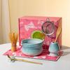 8pcs Authentic Japanese Tea Ceremony Set - Pink Ceramic Matcha Bowl with Whisk Stand